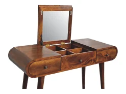 Penteadeira em castanheiro com espelho Artisan Furniture, 3 gavetas, 1 espelho, castanho