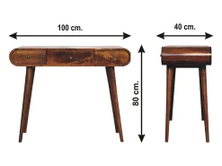 Penteadeira em castanheiro com espelho Artisan Furniture, 3 gavetas, 1 espelho, castanho