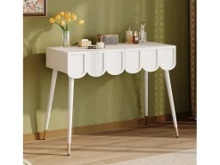 Penteadeira moderna com 2 gavetas - 100 x 40 x 76 cm - pés de metal - MDF + aglomerado - branca