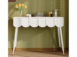 Penteadeira moderna com 2 gavetas - 100 x 40 x 76 cm - pés de metal - MDF + aglomerado - branca
