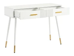 Penteadeira 100x40x76 cm - com 2 gavetas - pernas de metal - branco (sem espelho)