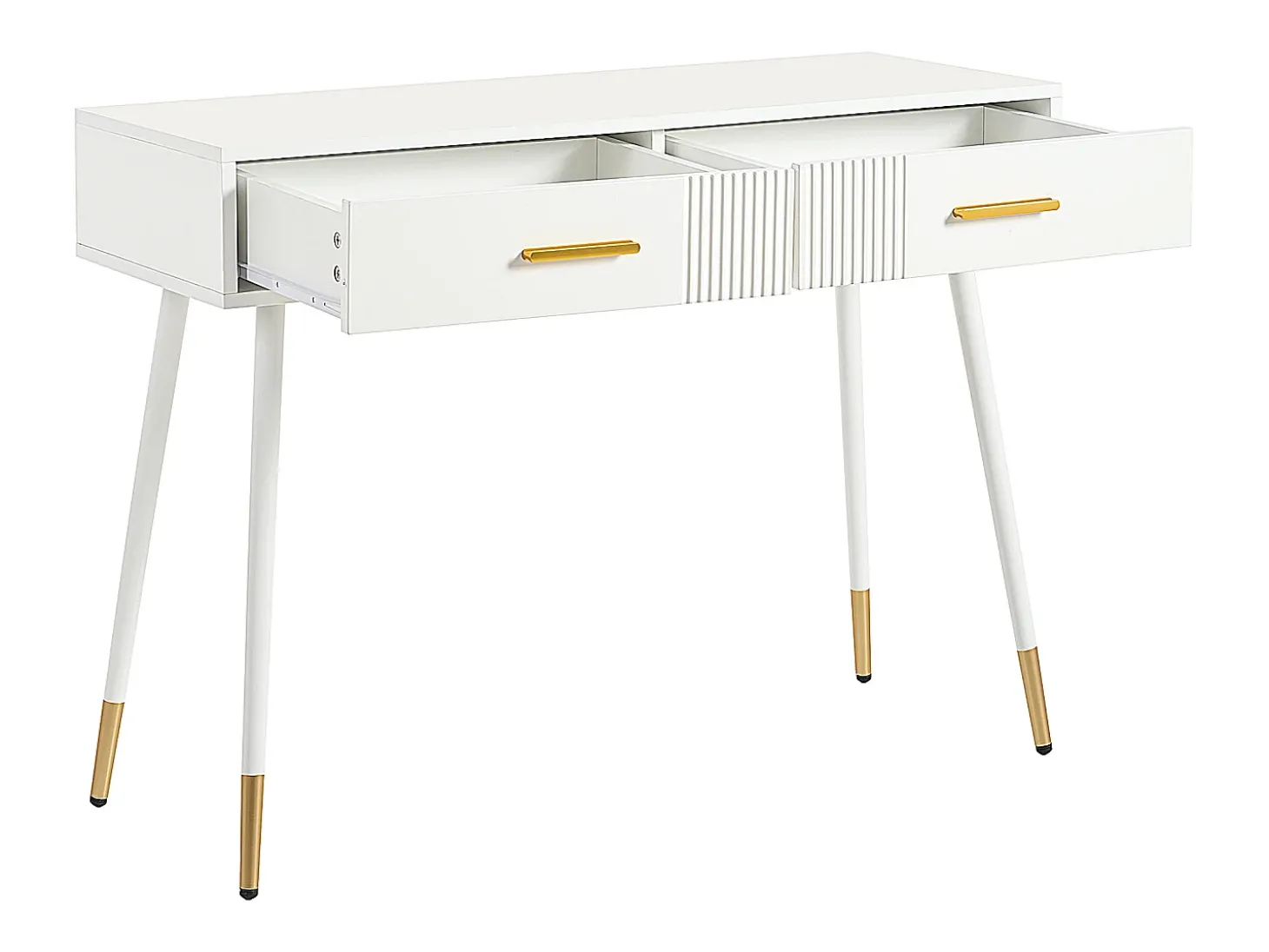 Penteadeira 100x40x76 cm - com 2 gavetas - pernas de metal - branco (sem espelho)