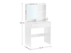 Penteadeira 70x40x136 cm branca Mesa de Tocador