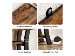 Pequena mesa de apoio de 105 cm para o hall, mesa de sofá rústica com 3 níveis