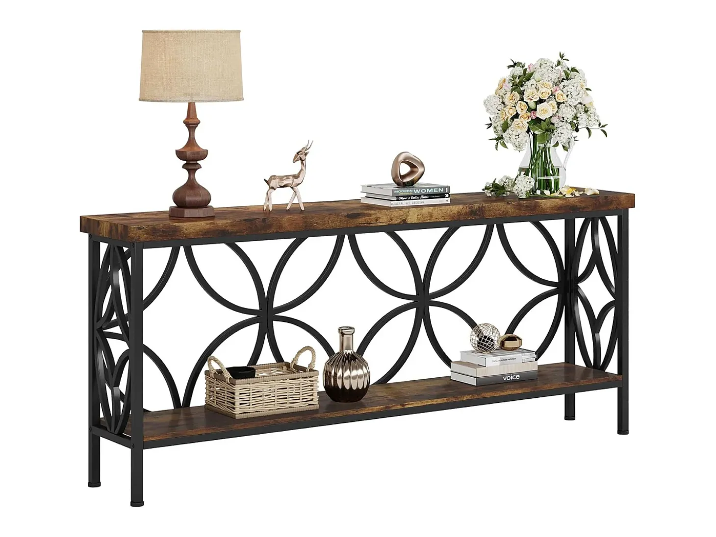 Pequena mesa para sofá de 160 cm - Mesa para sofá industrial longa para atrás do sofá