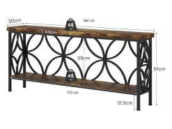 Pequena mesa para sofá de 160 cm - Mesa para sofá industrial longa para atrás do sofá