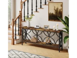 Pequena mesa para sofá de 160 cm - Mesa para sofá industrial longa para atrás do sofá