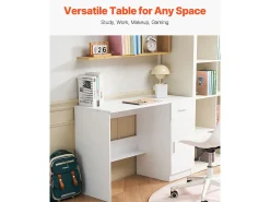 Pequena Secretária para Computador SucceBuy, 105 cm com Gaveta, para Quarto, Branca