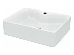 Pia de cerâmica retangular moderna, bacia de pia do banheiro, bandeja de lavagem, 480x375x130mm, branco
