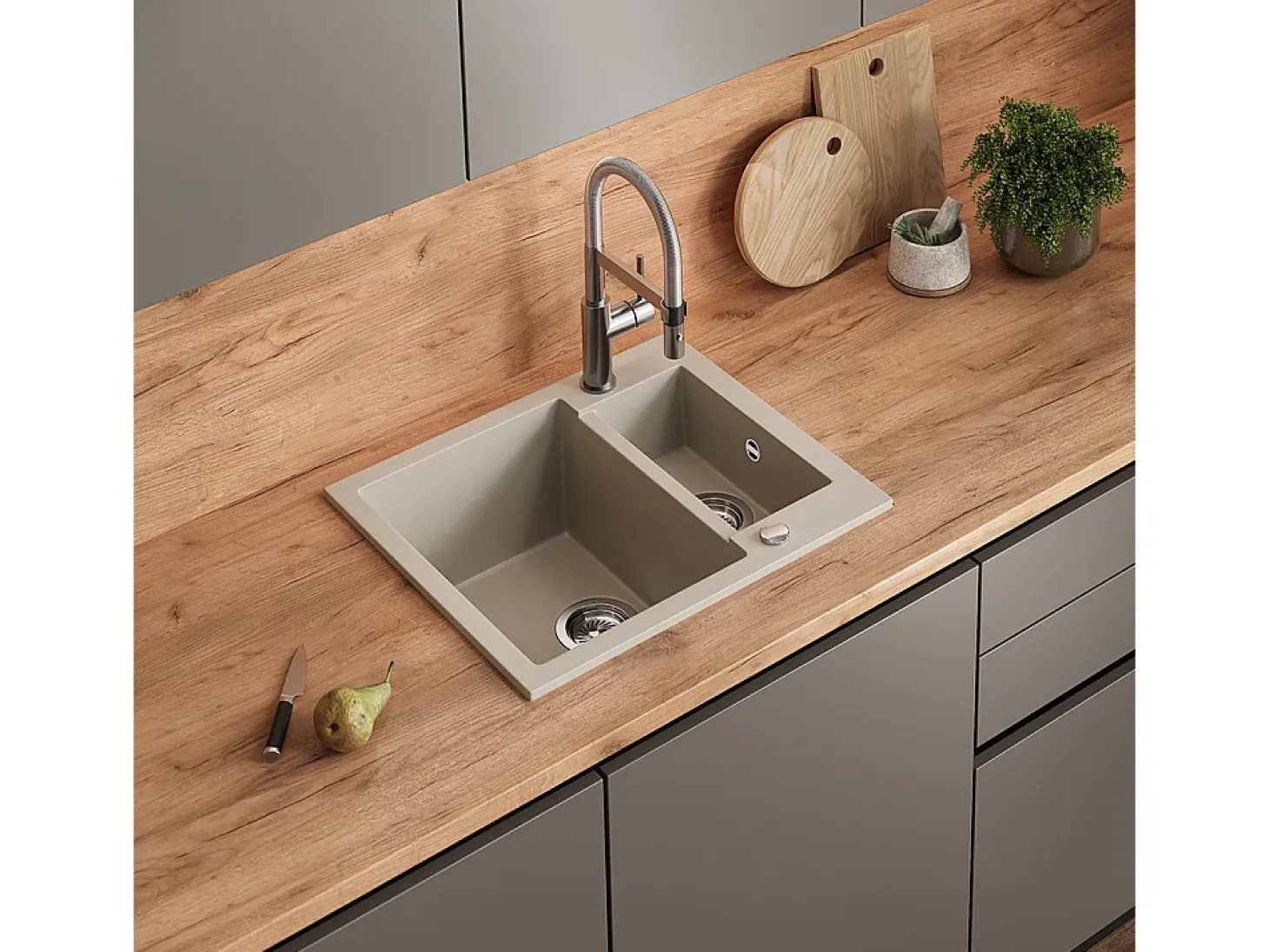 Pia de cozinha bege 58x50x28 prag