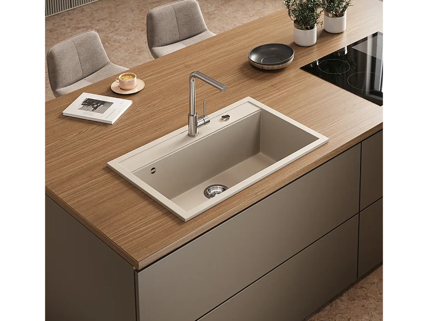Pia de cozinha bege 80x51x20 sydney