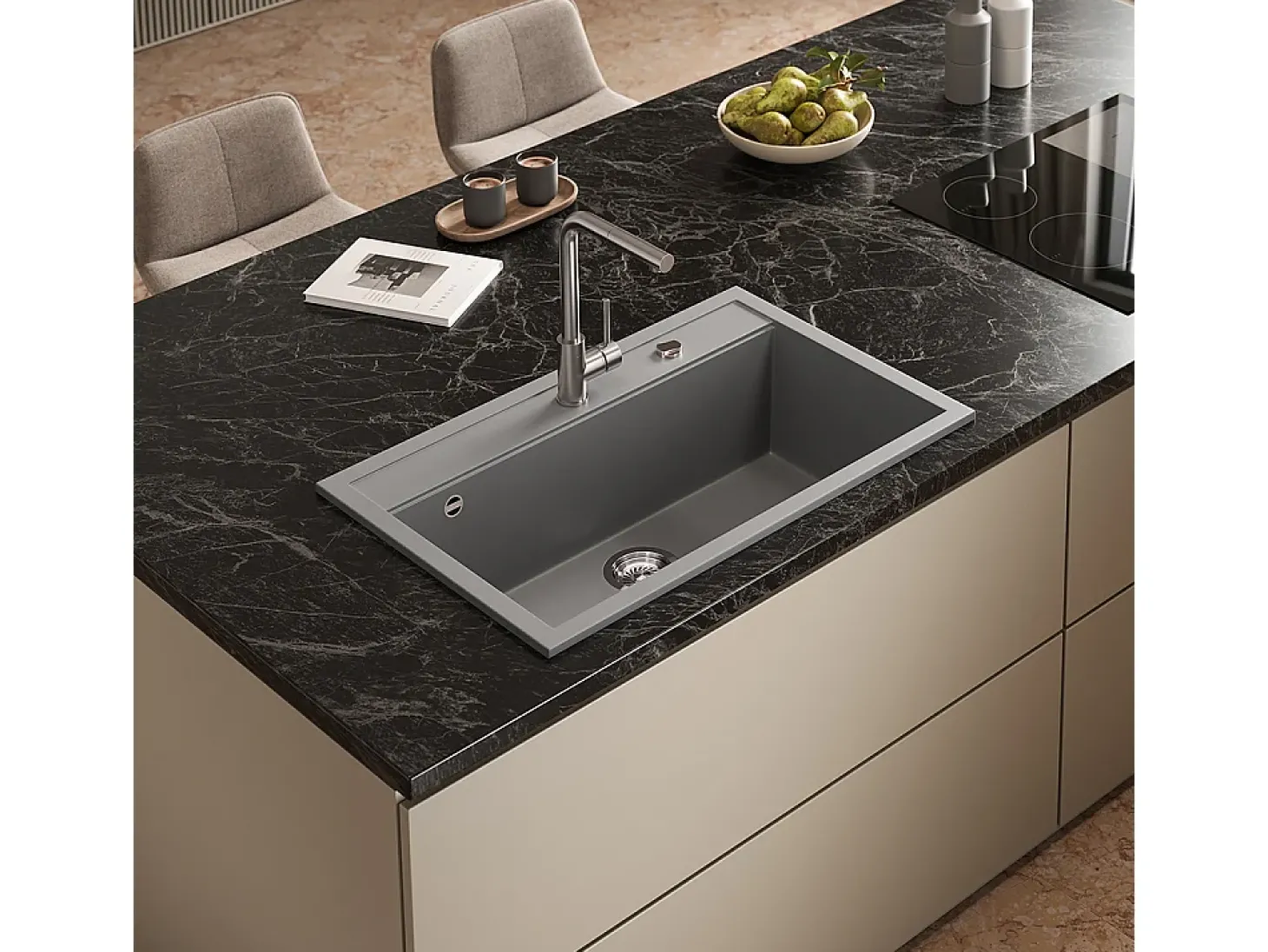 Pia de cozinha cinza 80x51x20 sydney