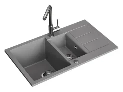 Pia de cozinha cinza 80x50x20 seattle