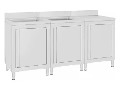 Pia de cozinha comercial 180 x 60 x 96 cm em aço inoxidável 02_0000720