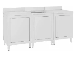 Pia de cozinha comercial 180 x 60 x 96 cm em aço inoxidável 02_0000721