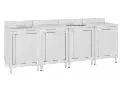 Pia de cozinha comercial 240 x 60 x 96 cm em aço inoxidável 02_0000722