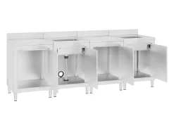 Pia de cozinha comercial 240 x 60 x 96 cm em aço inoxidável 02_0000722