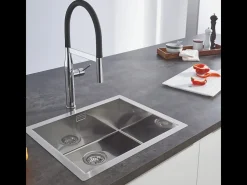 Pia de cozinha em aço inoxidável K700 GROHE - Instalação Rápida - Qualidade AISI 304 - 46,4x46,4 cm - Sem Escorredor