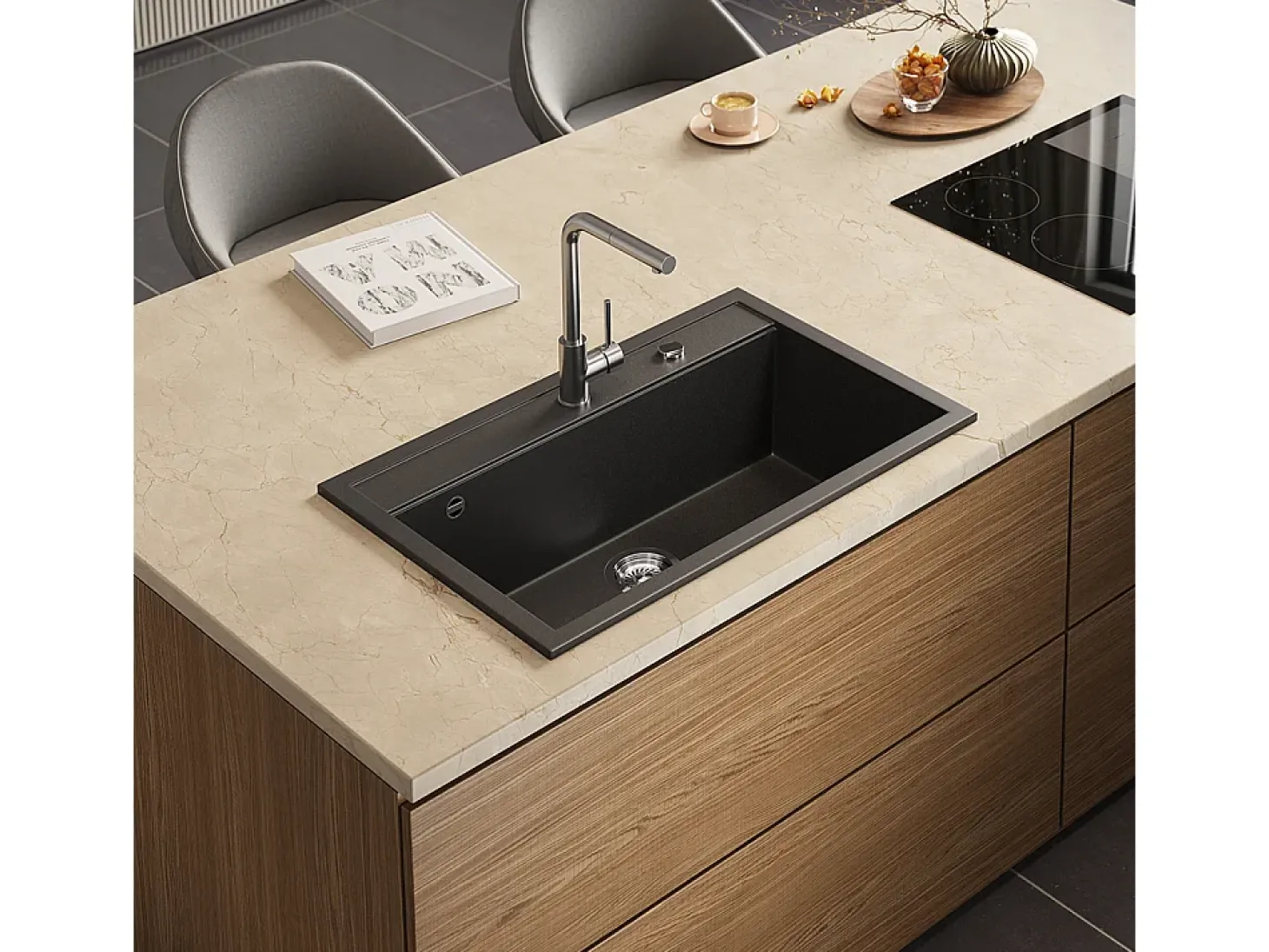 Pia de cozinha preto 80x51x20 sydney