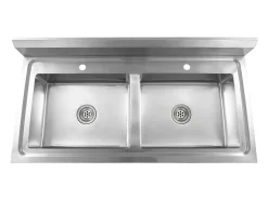 Pia de cozinha profissional com cuba dupla 120 x 60 cm em aço inoxidável 02_0002332
