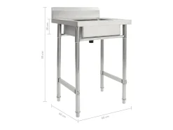 Pia de cozinha profissional cuba única 60 x 60 cm aço inoxidável 02_0002331