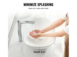 Pia do Banheiro SucceBuy Lavatório de Cerâmica Oval de 60 × 36 cm - Moderno, Durável e Elegante, Branco
