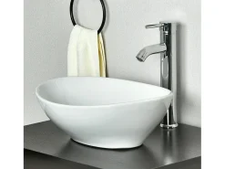Pia oval de cerâmica moderna, pia do banheiro, bandeja de lavagem branca, 410x340x150mm