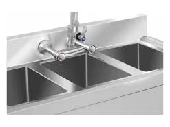 Pia profissional de 3 cubas 100 x 50 x 97 cm aço inoxidável 14_0001591