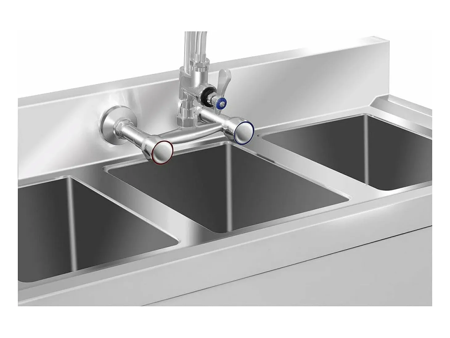 Pia profissional de 3 cubas 100 x 50 x 97 cm aço inoxidável 14_0001591