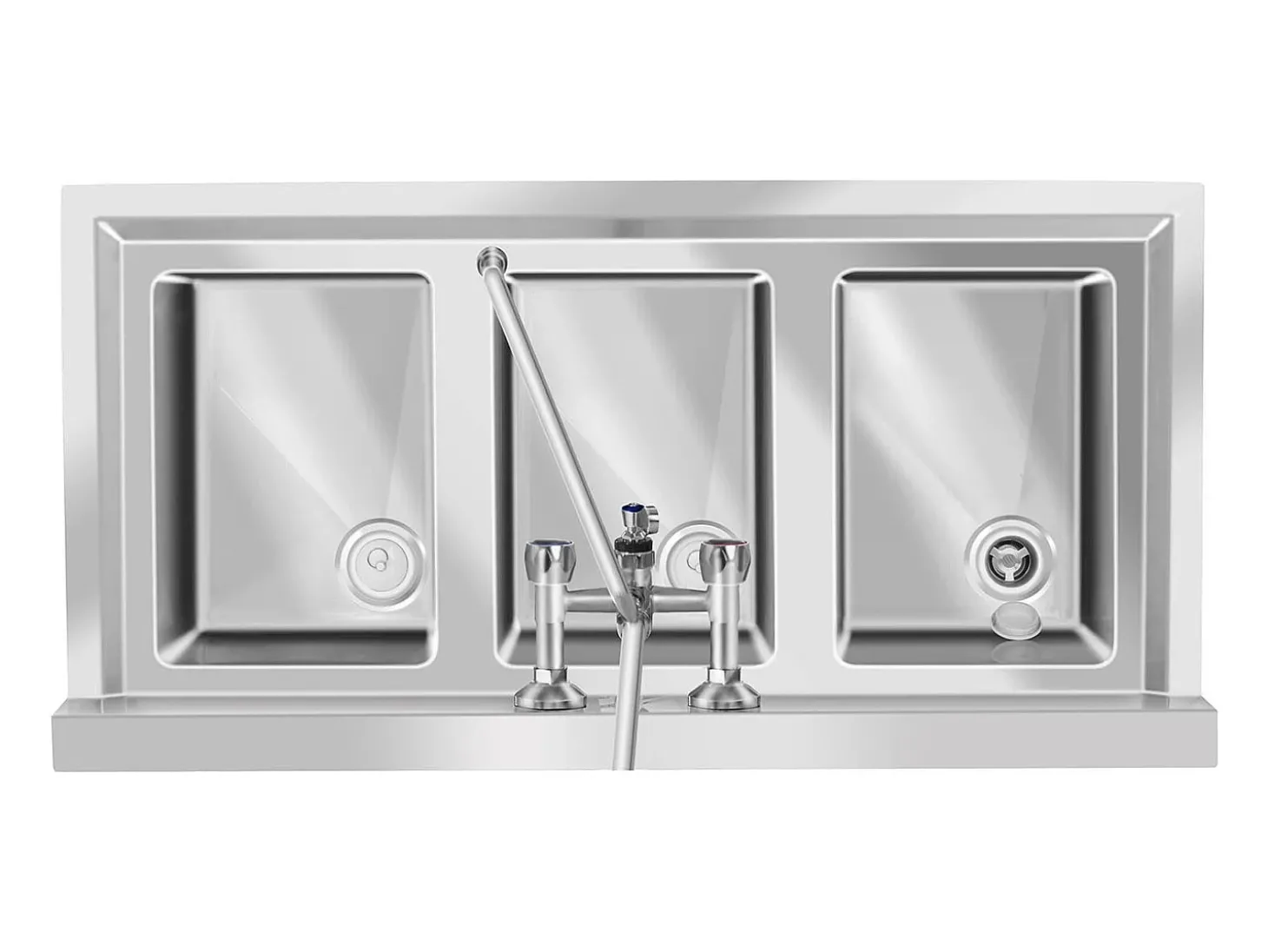 Pia profissional de 3 cubas 100 x 50 x 97 cm aço inoxidável 14_0001591