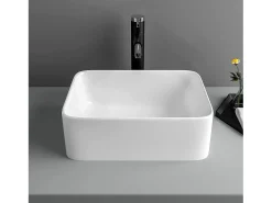 Pia retangular moderna em cerâmica, pia do banheiro, bandeja de lavagem branca, 400x300x135mm