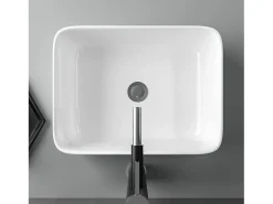 Pia retangular moderna em cerâmica, pia do banheiro, bandeja de lavagem branca, 400x300x135mm