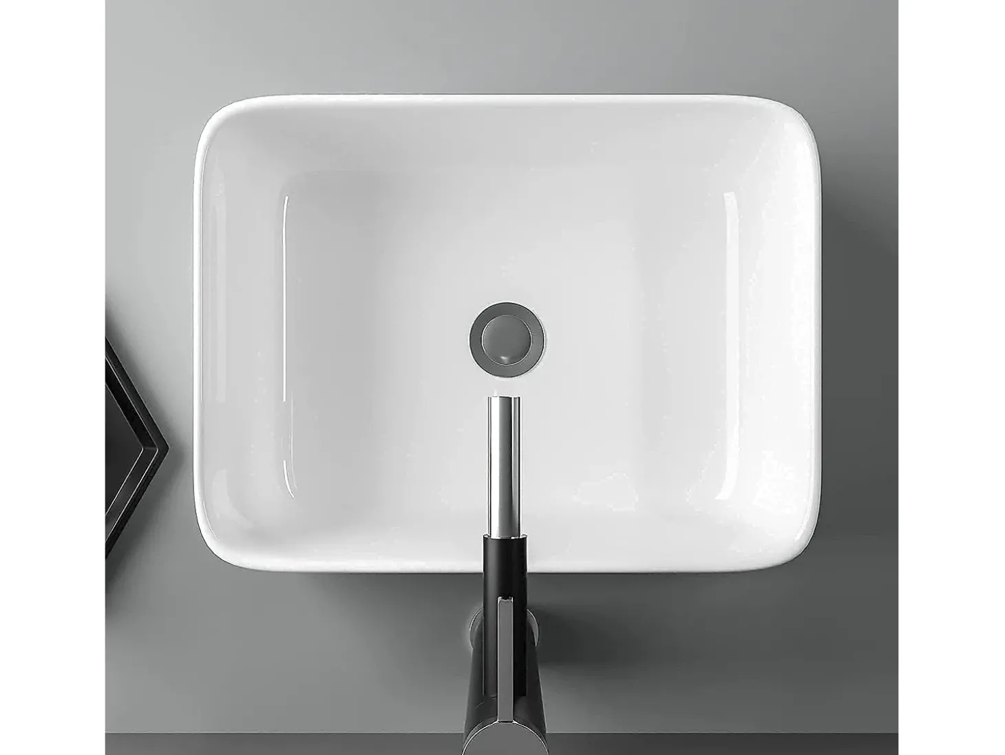Pia retangular moderna em cerâmica, pia do banheiro, bandeja de lavagem branca, 400x300x135mm