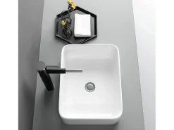 Pia retangular moderna em cerâmica, pia do banheiro, bandeja de lavagem branca, 400x300x135mm