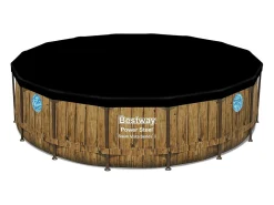 Piscina elevada com efeito de ratã castanho 4,88x1,22 m HILO - Kit completo com bomba de cartucho e escada