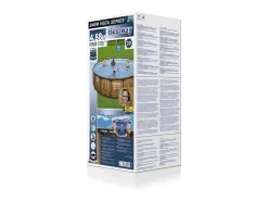 Piscina elevada com efeito de ratã castanho 4,88x1,22 m HILO - Kit completo com bomba de cartucho e escada