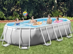 Piscina oval acima do solo 503x274x122cm com bomba, escada e acessórios