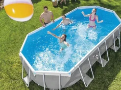 Piscina oval acima do solo 503x274x122cm com bomba, escada e acessórios