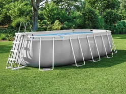 Piscina oval acima do solo 503x274x122cm com bomba, escada e acessórios