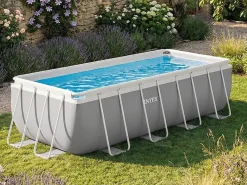 Piscina retangular acima do solo 400x200x122 cm com bomba e escada