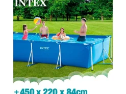 Piscina retangular acima do solo 450x220x84 cm com bomba