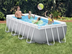 Piscina retangular 400x200x100 cm acima do solo com bomba e escada