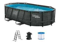 Piscina tubular oval cinzento-escuro com filtro de cartucho D424 x A100 cm - SALAMANQUE