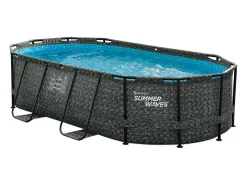 Piscina tubular oval cinzento-escuro com filtro de cartucho D424 x A100 cm - SALAMANQUE