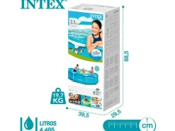 Piscina tubular redonda Intex Metal Frame Ocean 3,05 m, liner tripla camada, filtração por cartucho 1 m³/h