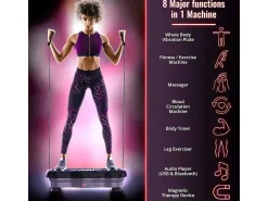 Placas de vibração de 220W, máquina de exercício de fitness de vibração, com controle remoto e 2 faixas de resistência, carga max150kg