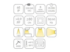 Plafon LED redondo impermeável SELEN IP65 12W 4000K