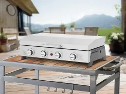 Plancha a gás 4 queimadores com tampa "Fasto" - 10 kw - Cinza