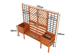 Plancheur com Trellis Brown - em Solid Fir - para terraço de jardim - 170x42x145cm