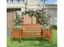 Plancheur com Trellis Brown - em Solid Fir - para terraço de jardim - 170x42x145cm